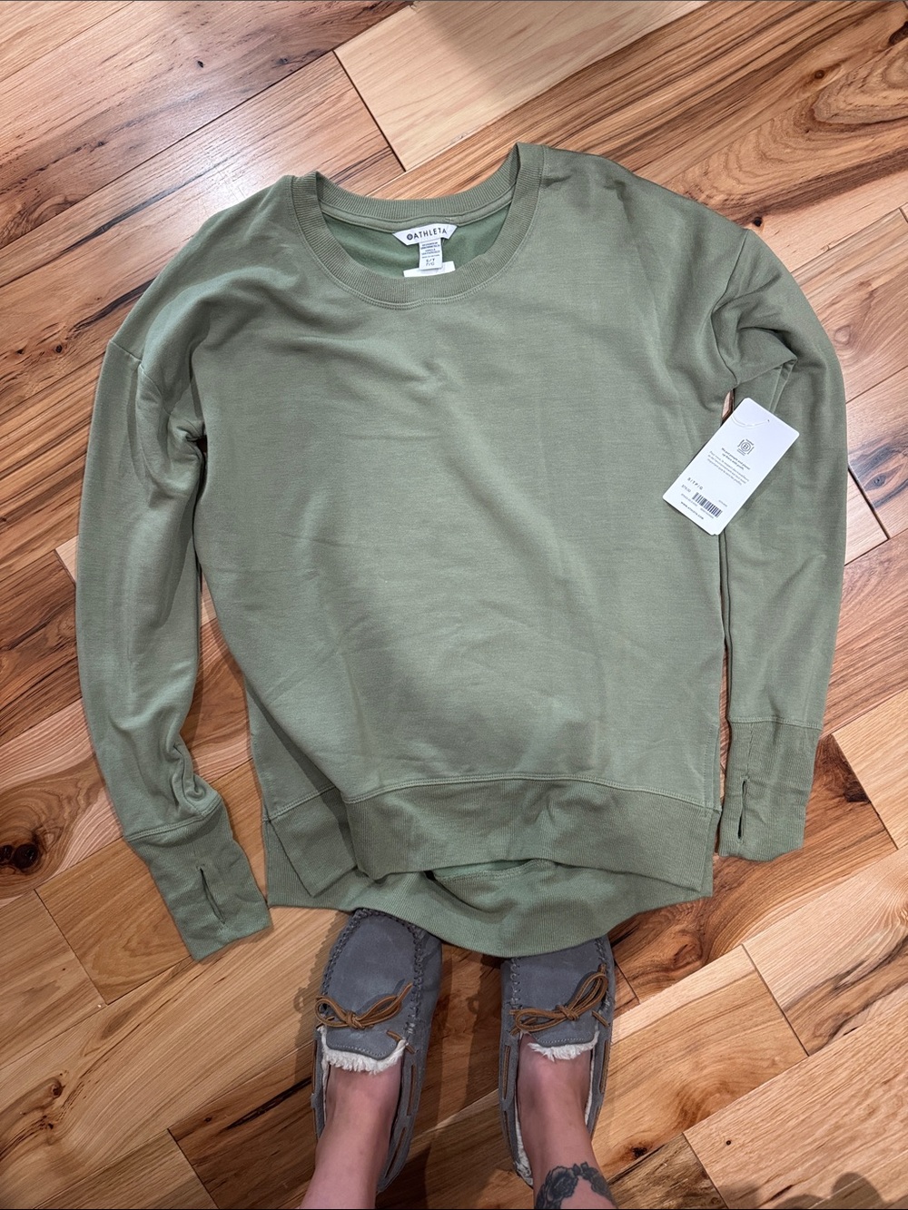 OAK + FORT Olive Crewneck Sweater - Sage Green